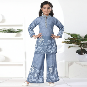 Trendy Lavender Co-Ord Set for Girls – Printed Kurti Set _1972
