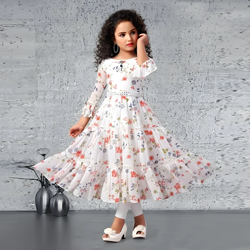 Elegance Bloom – White Floral Layered Party Dress for Girls 1782  ৳1550 ৳850