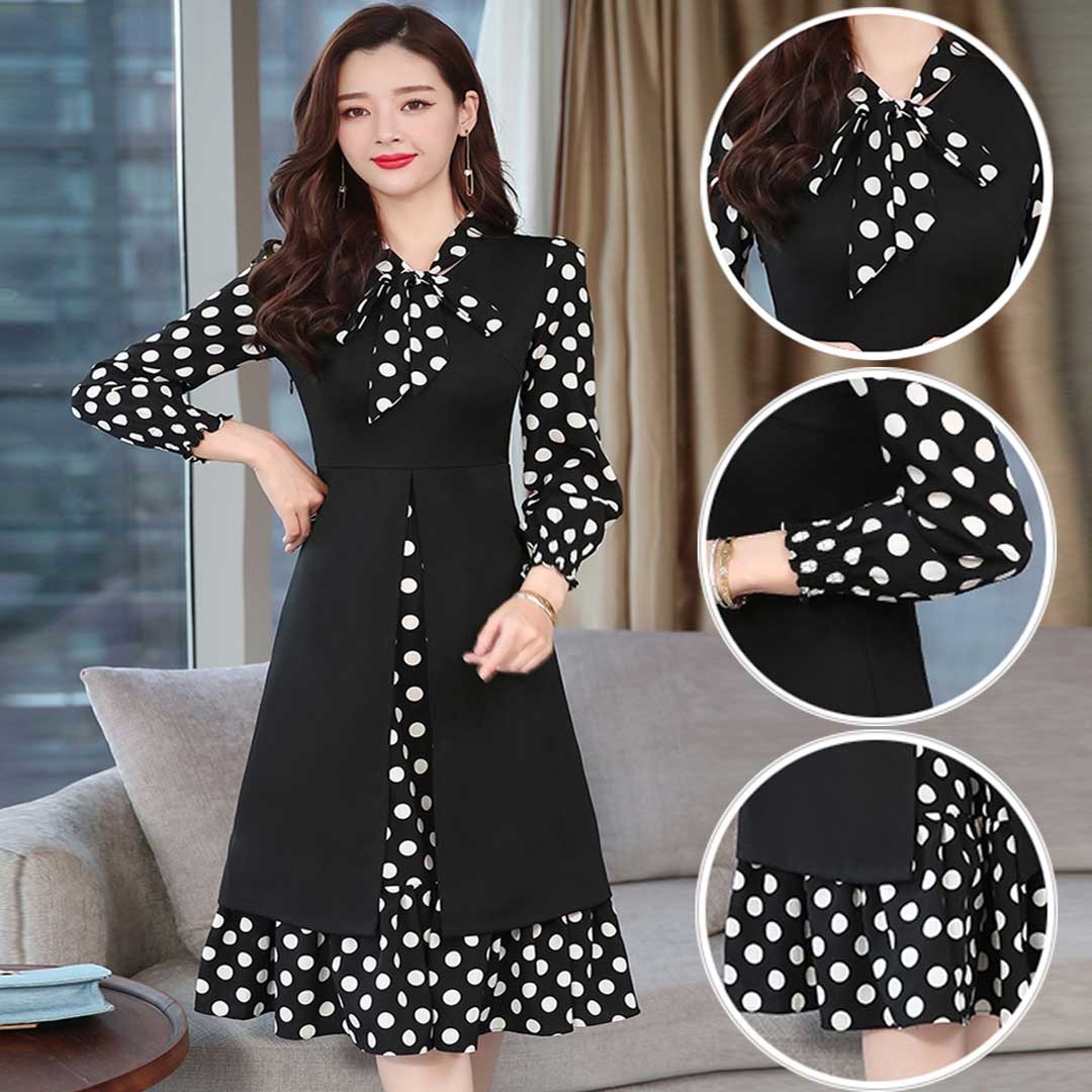 Stylish Dot Print Long Koti Kurti Dress 1817