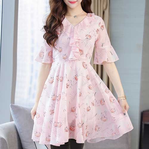 Stylish China Linen Fabric Screen Print Short Kurti, Pink Icon