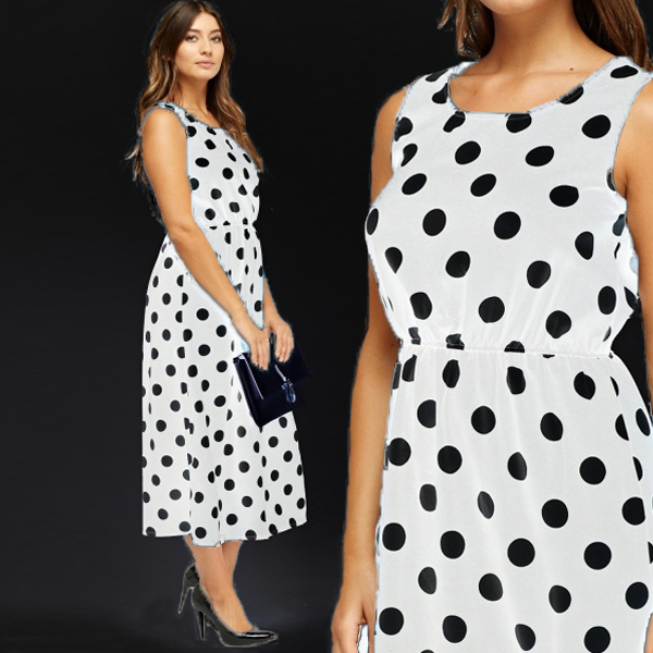 Sleeveless Exclusive Stylish Dot Print Kurti Black Color 1823