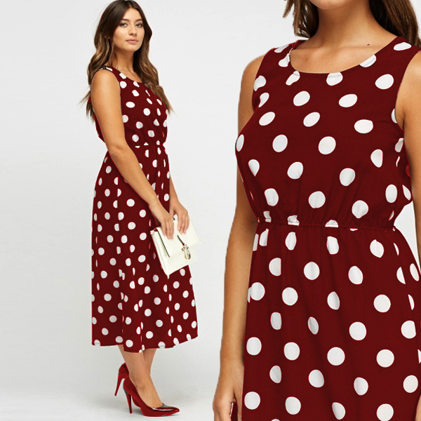 Sleeveless Exclusive Stylish Dot Print Kurti Black Color 1821