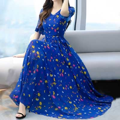 Short Sleeve Long Kurti Purple Color 3D Screen Print 20636