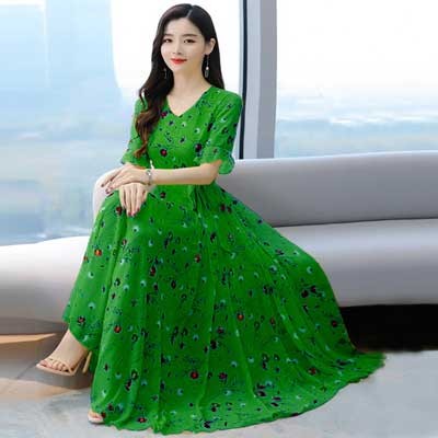Short Sleeve Long Kurti Purple Color 3D Screen Print 20637