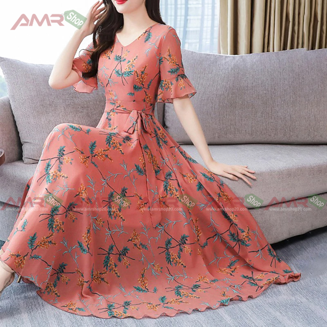 Chines Short Sleeve Long Kurti Misti Color Screen Print Misty Color 17874