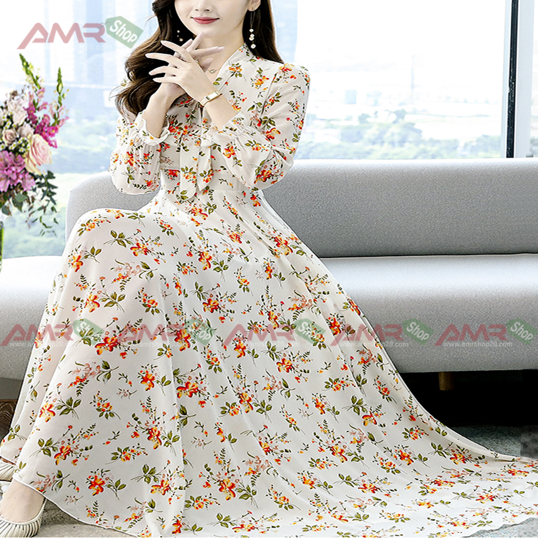 Chines Long sleevae Long Kurti Off-White Color Screen Print 9375