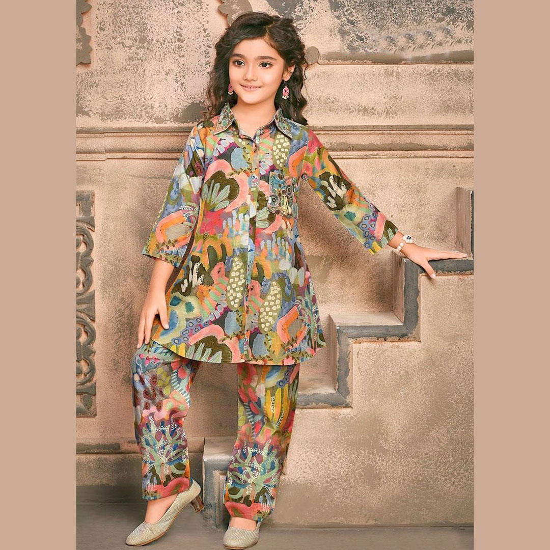 Beautiful trending Dress Winter Friendly Kids Girls Co Ords Sets 1953