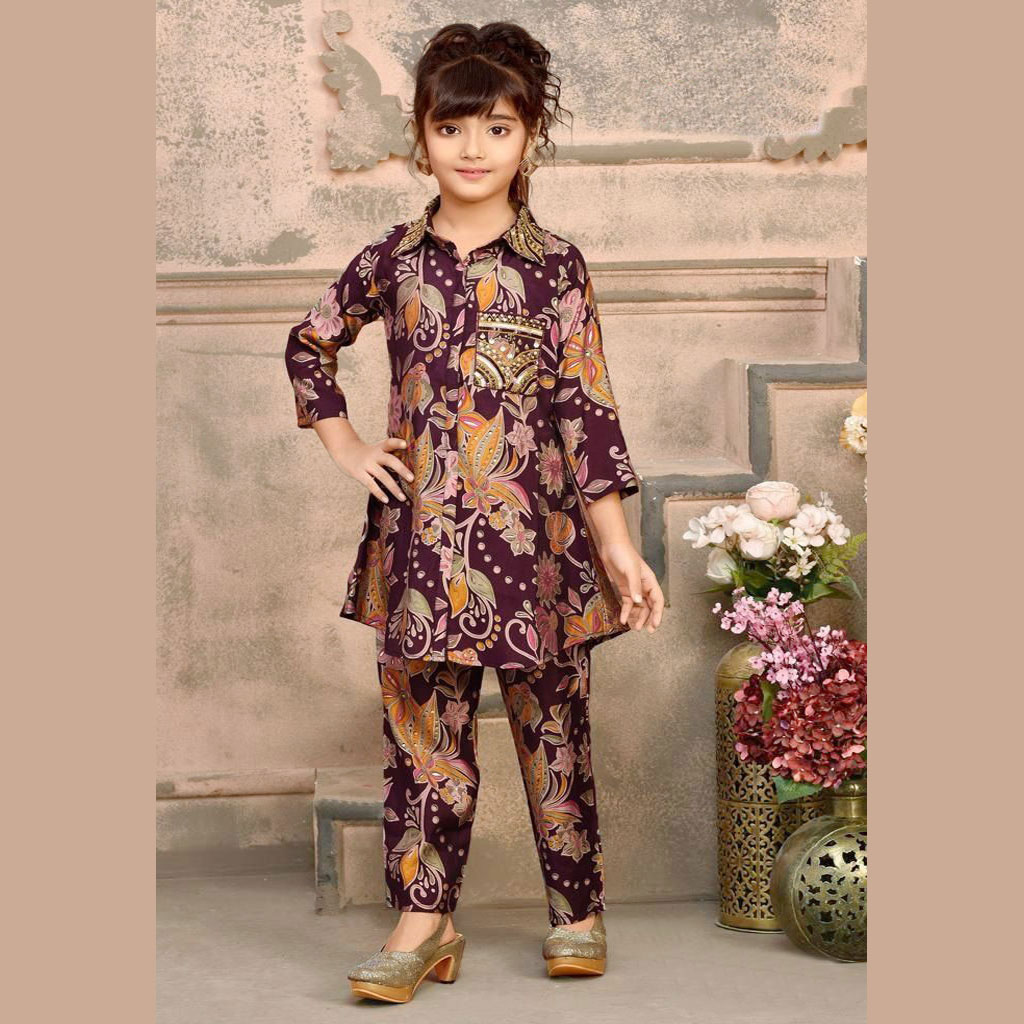 Beautiful trending Dress Winter Friendly Kids Girls Co Ords Sets 1955